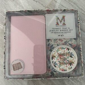Mia Charro Pink Jewelry Binder & Floral Trinket Tray Set